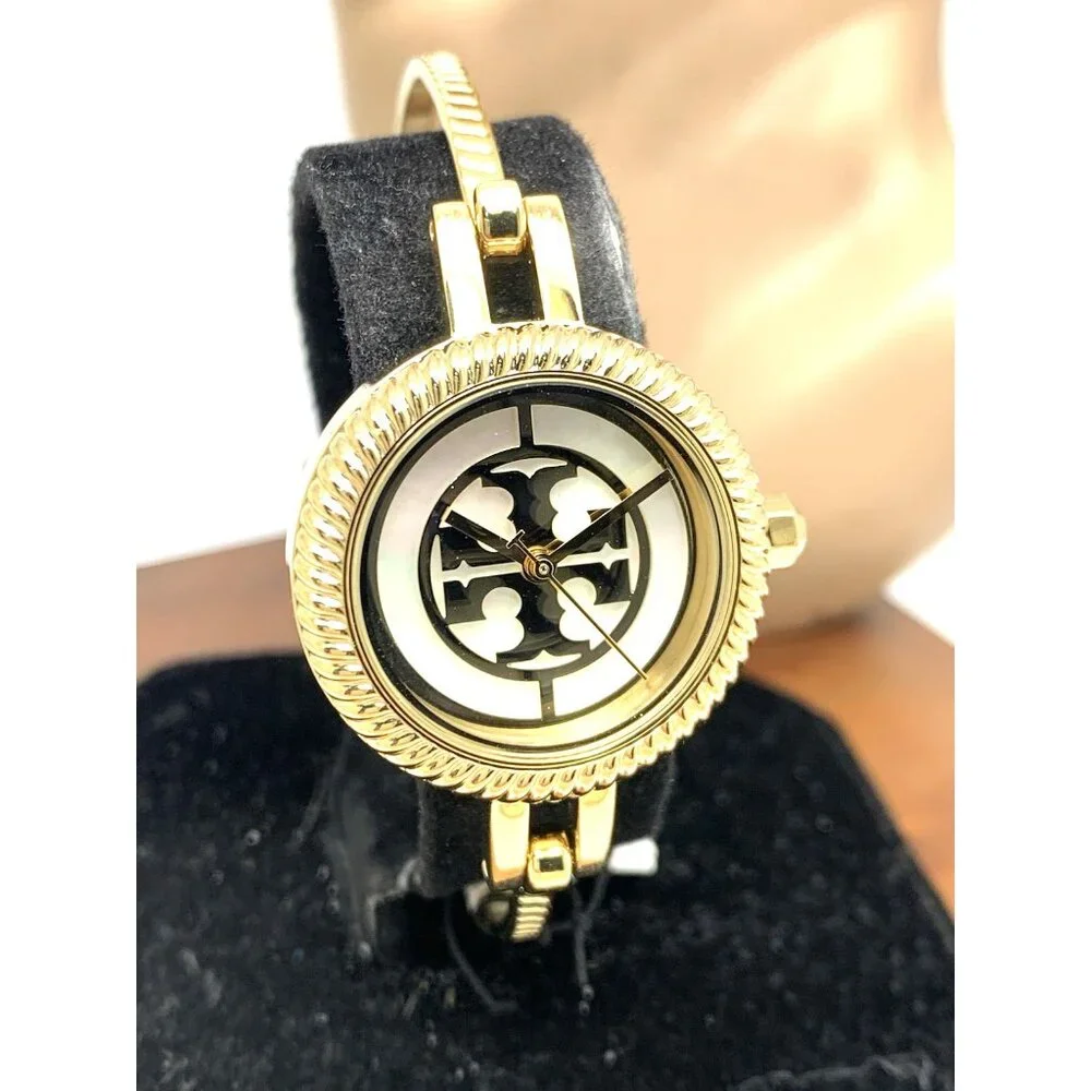 Tory Burch Women's Watch TBW4029 Gold Mother of Pearl Dial Interchangeable Bezel